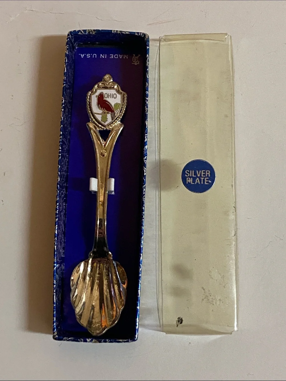 Ohio Collectible Shell Spoon - Gold Tone Silver Plate